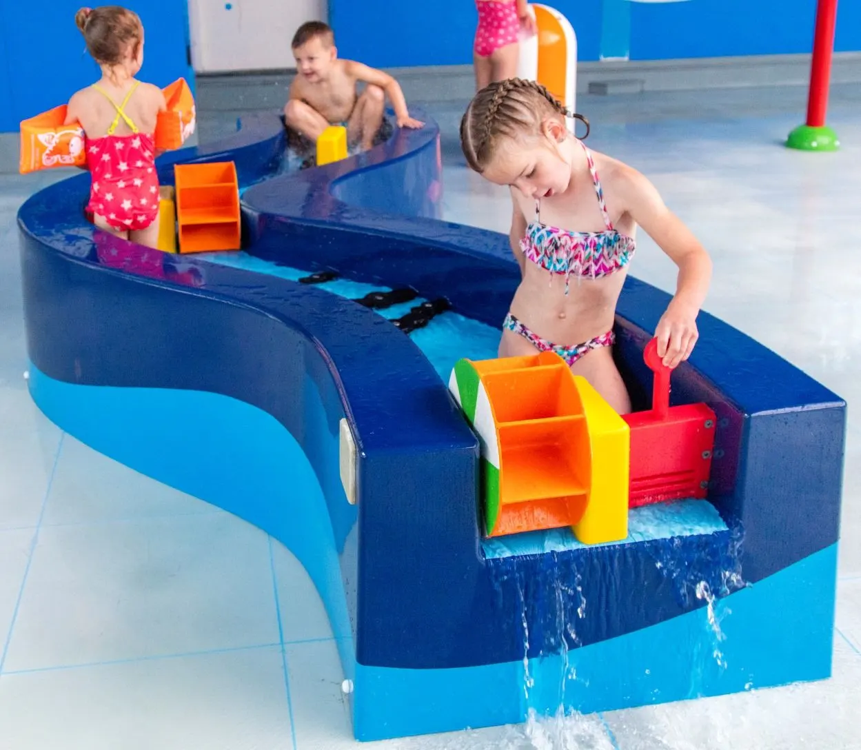 Interactief waterspel met stromend water