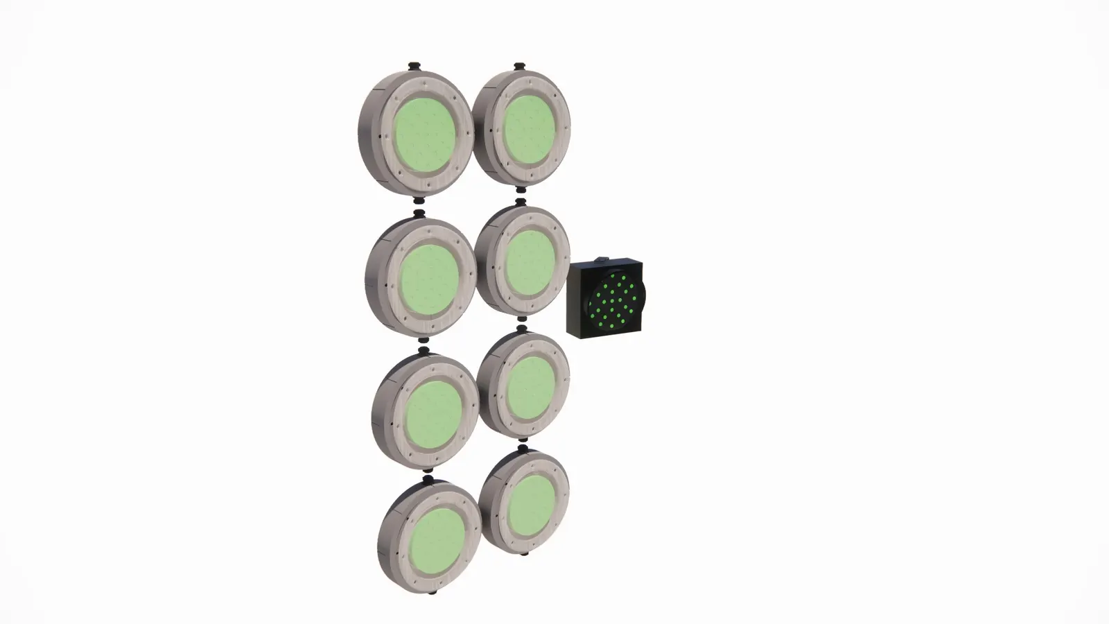 Stoplicht met acht RGB-lampen (3D-weergave)
